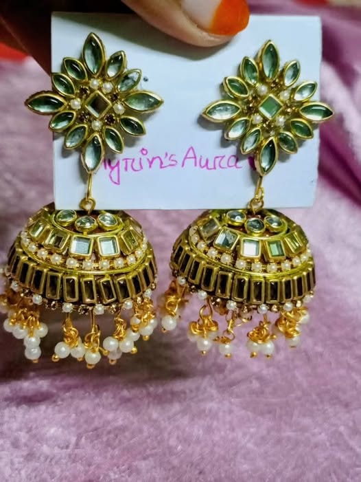 Traditional Green Jhumka Earrings